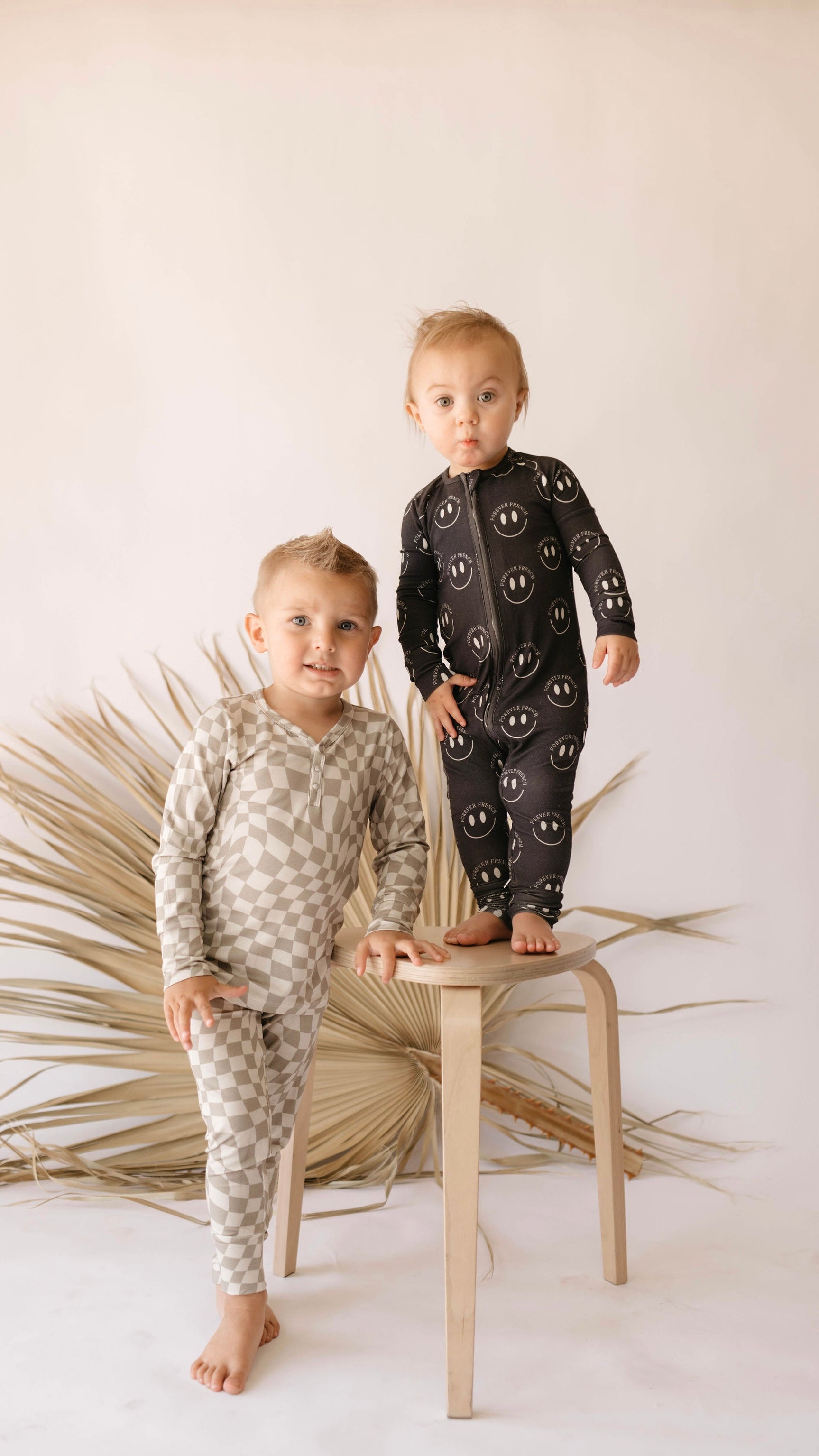 Bamboo Zip Pajama | Black ff Smile