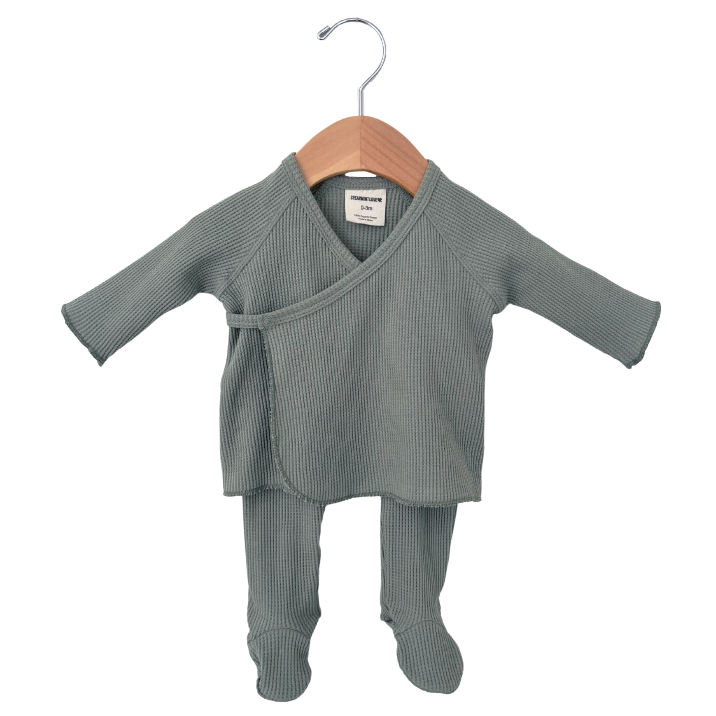 Mountain Green Organic Waffle Kimono & Pant Set