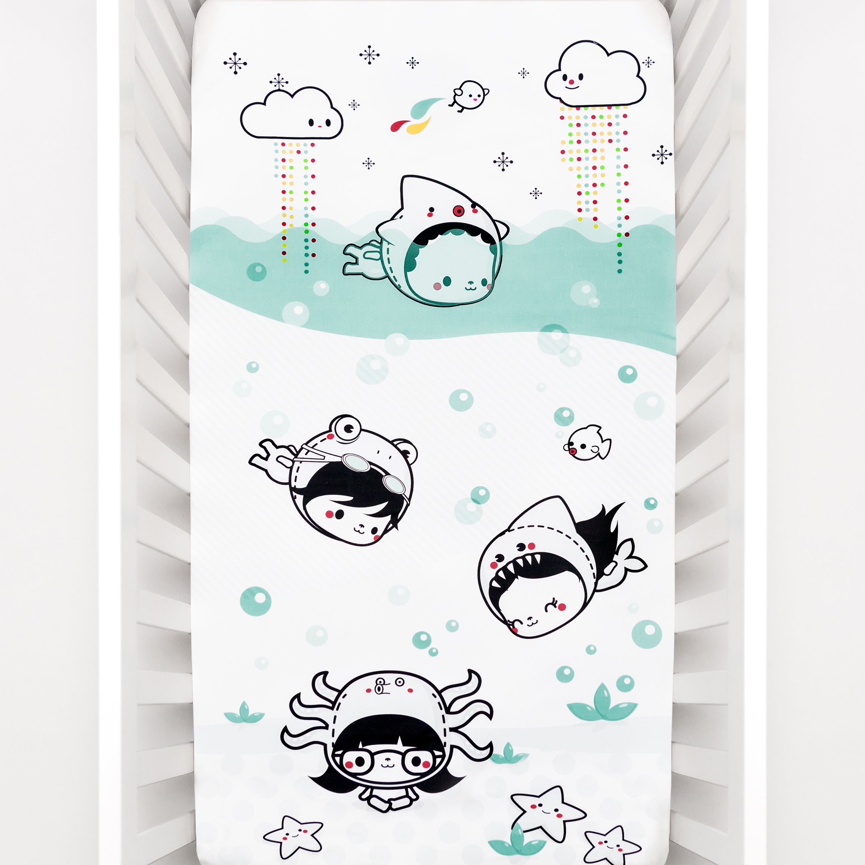 Dive In Organic Standard Size Crib Sheet