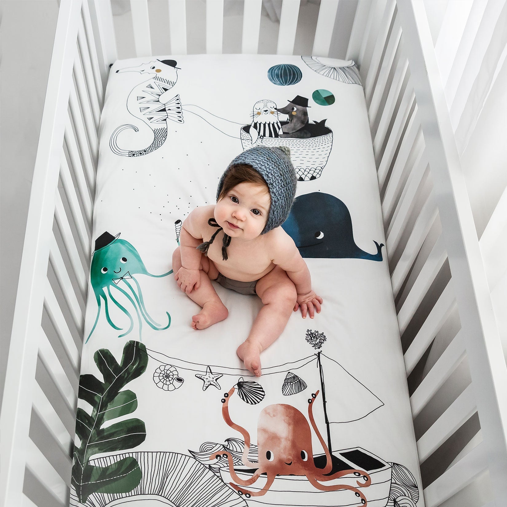 Underwater Love Standard Size Crib Sheet