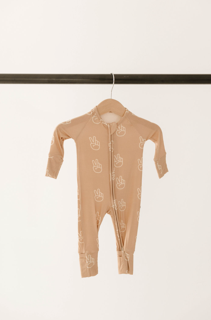 Bamboo Zip Pajama | Peace Sign