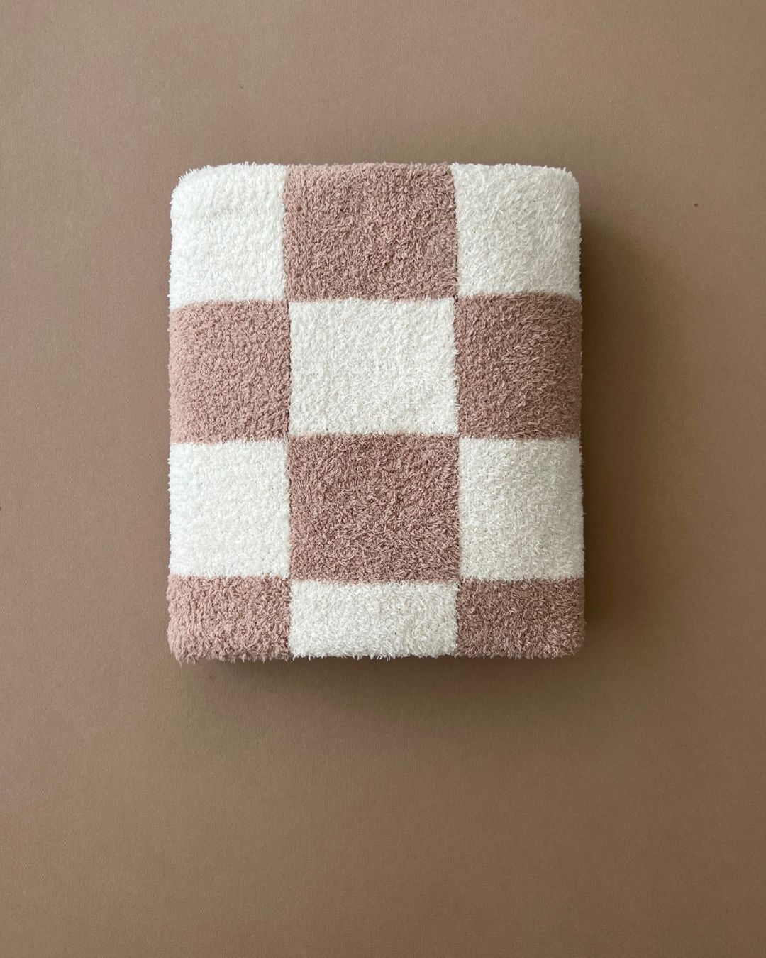 Checkered Plush Blanket | Latte