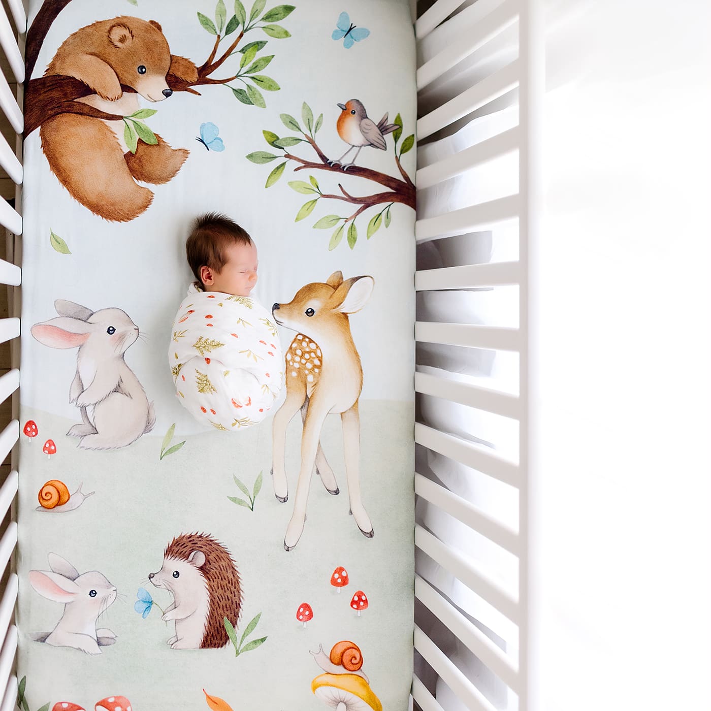 Crib sheet and Swaddle bundle - Enchanted Forest