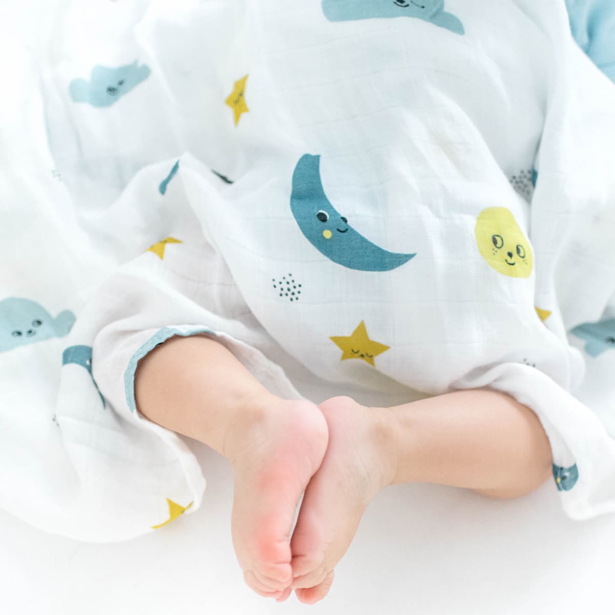 Moon and stars bamboo swaddle