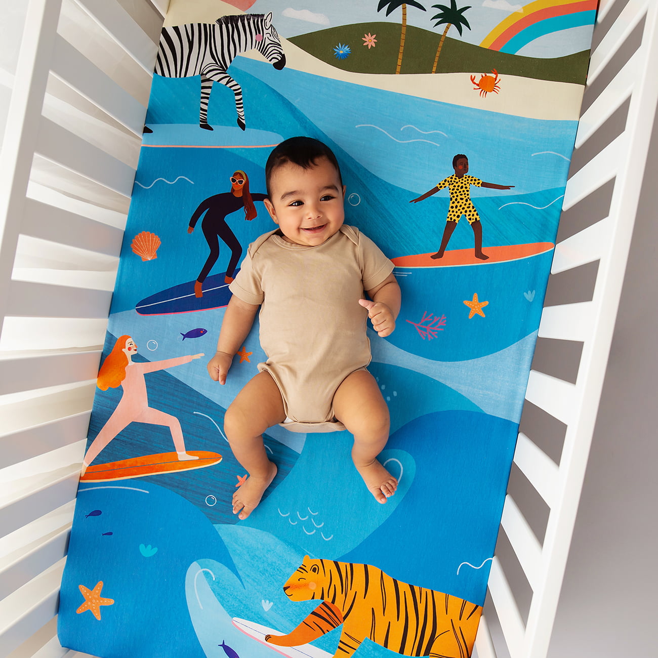 Surfing Safari Standard Size Crib Sheet