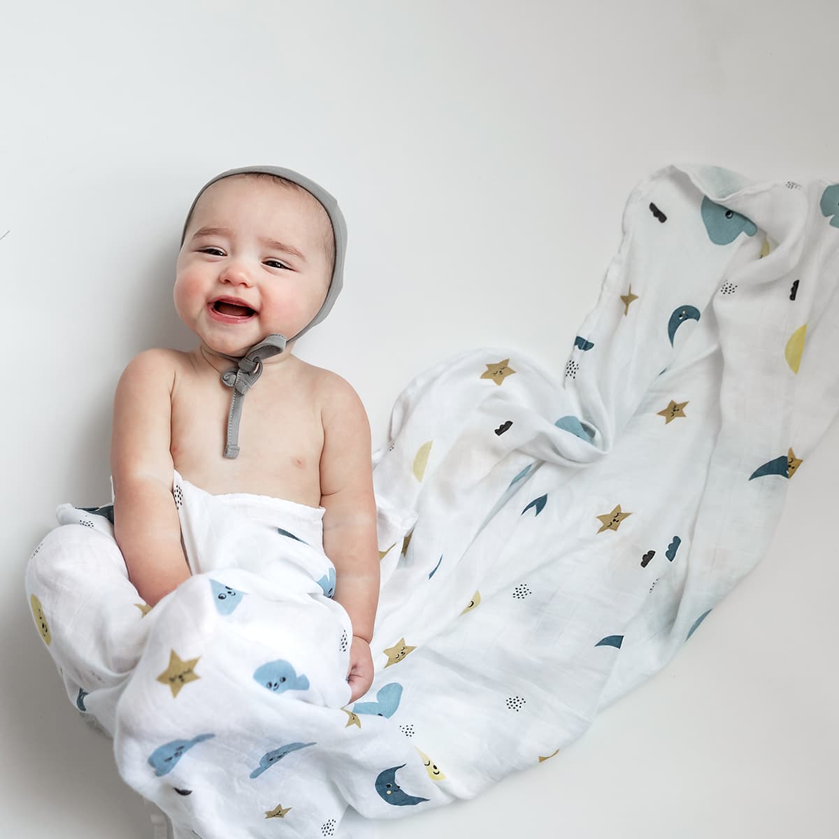 Moon and stars bamboo swaddle