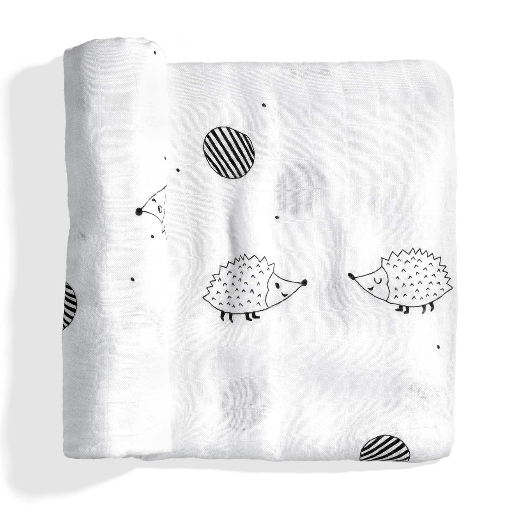 Hedgehog and mushrooms bamboo swaddle